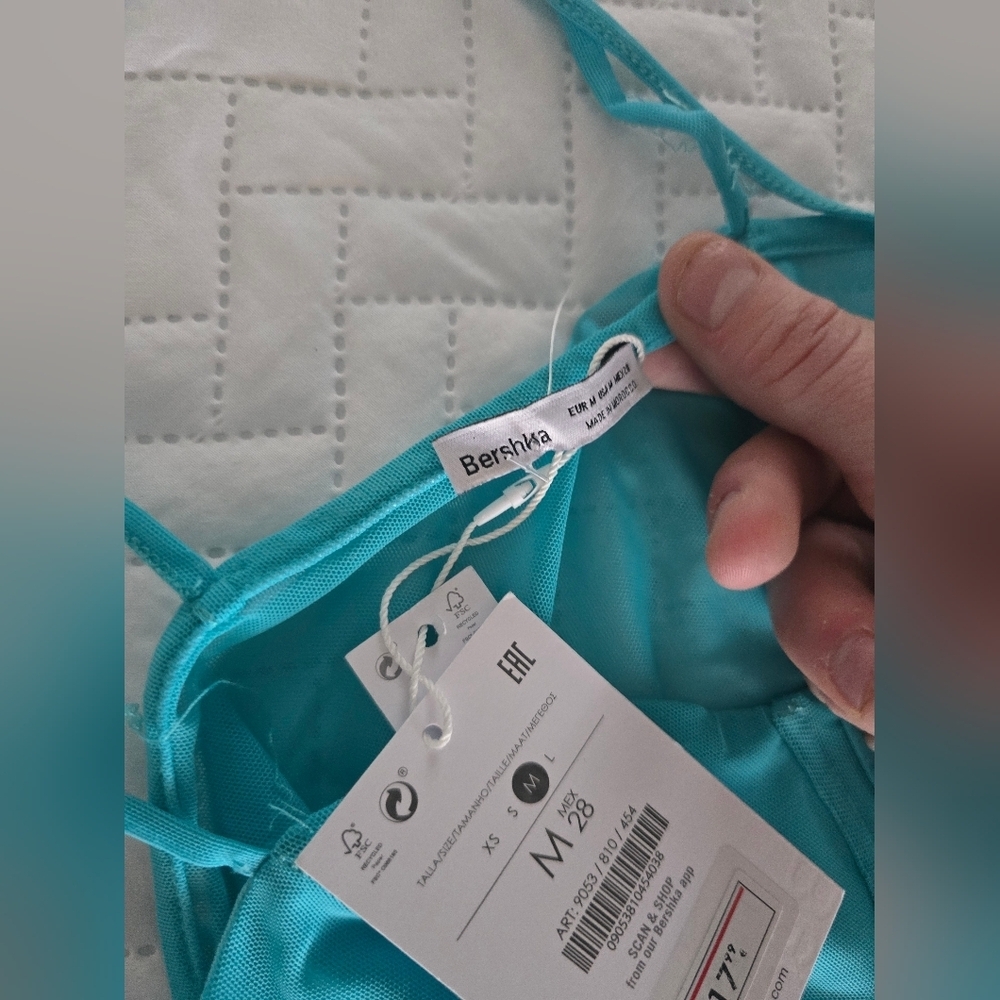 Bershka Ruched Semi Sheer Thong Bodysuit NWT - Picture 4 of 7